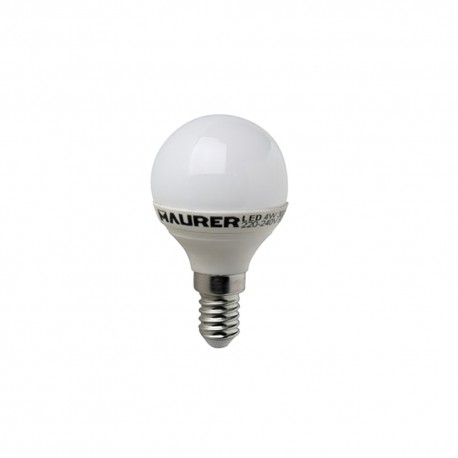 Bombilla Led Esferica E14. 4 W. - 25 W. 300 lúmenes. Luz calida. (3000°K).