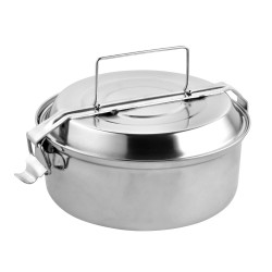 Fiambrera Metalica De Acero Inoxidable Con 2 Platos Ø 18 cm. Lunch Box, Fiambrera Metalica, Porta Alimentos Metalico,