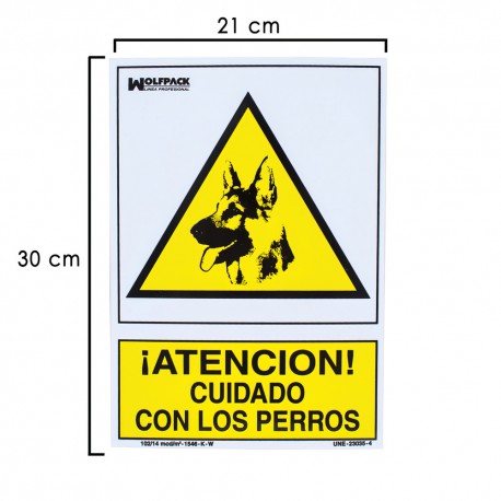 Cartel Cuidado Con Los Perros 21x 30 (Alt.) cm.