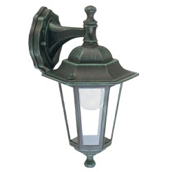 Farol Jardín Hexagonal Verde Soporte Alto