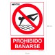 Cartel Prohibido Bañarse 21x 30 (Alt.) cm.