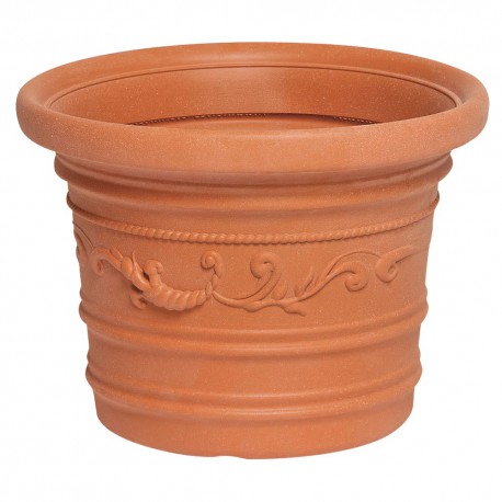 Saturnia Macetero Resina Redondo, Color Terracota, Resistente, Ideal Exterior, 35 Cm Diametro.