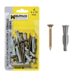 Taco Multiacción+Tornillo MU  6x45 mm. (15 Piezas)