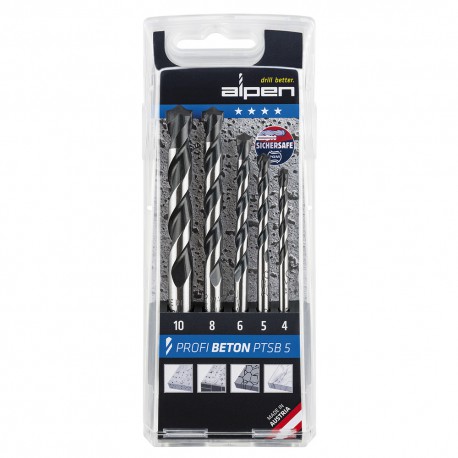 Estuche Brocas Alpen Widia Hormigon Profesional 5 Piezas