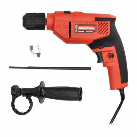 Taladro Percutor 550 Watt 13 mm. Con Variador de Velocidad. Incluye Empuñadura y Guia Metalica.