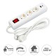 Base Multiple 3 Tomas Schucko y 2 tomas USB (A / C) Con Interruptor y Toma de Tierra