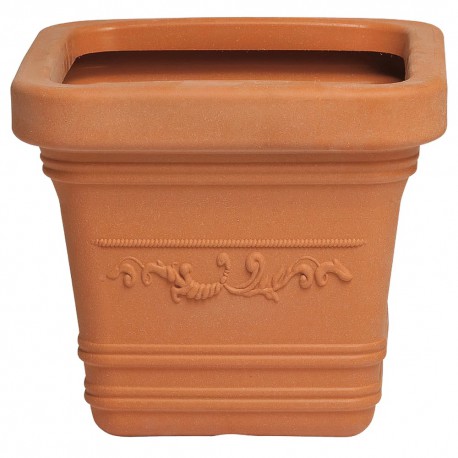 Saturnia Macetero Resina Cuadrado, Color Terracota, Resistente, Ideal Exterior, 40x40cm.